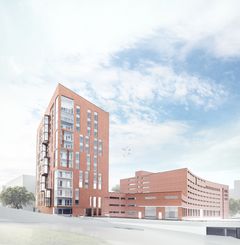 Pohjola Rakennuksen korkeimman kohteen, 12-kerroksisen Tampereen PMK-Tornin rakentaminen käynnistyy syksyllä 2016 ja kodit ovat muuttovalmiita vuoden 2018 lopulla.
Kuva: BST-Arkkitehdit Oy