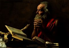 Andrea Angione: Pyhän Hieronymuksen kutsumus. Digitaalinen valokuva kankaalle, 170 x 119 cm.