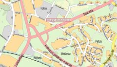Kartta Makaran alikulkukäytävän sijainnista.