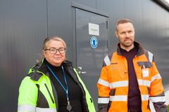 Orionin energiatehokkuuspäällikkö Catarina Hildén-Fjäder ja Calefan toimitusjohtaja Petri Vuori.