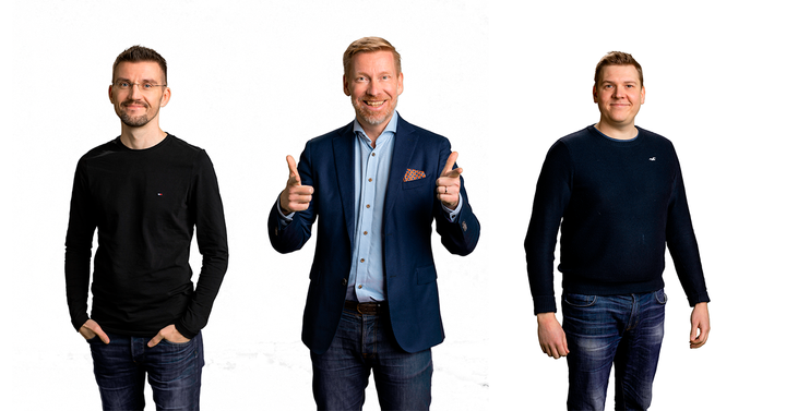 Jussi Karppisen (vas.), Antti Paussun ja Timo Sorrin kirja Valitse myynnin kasvu – 10 kohdan polku kasvun johtamiseen julkaistaan 29.3.2022.