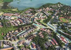 Otaniemen KokoKuva -mallinnus havainnollistaa alueen kaupunkikehityksen mahdollisuuksia aina vuoteen 2035 asti. Kuva: A-konsultit / Tietoa Oy.