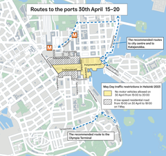Routes to the ports during the traffic restrictions.