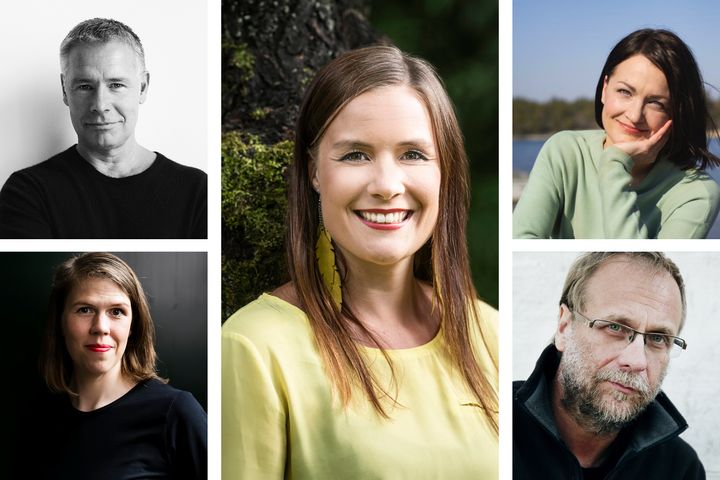 Kuvassa ylhäältä vasemmalta Saku Tuominen, Kerttu Kotakorpi ja Saara Kankaanrinta, alhaalla vasemmalla Julia Thurén ja alhaalla oikealla Risto Isomäki.