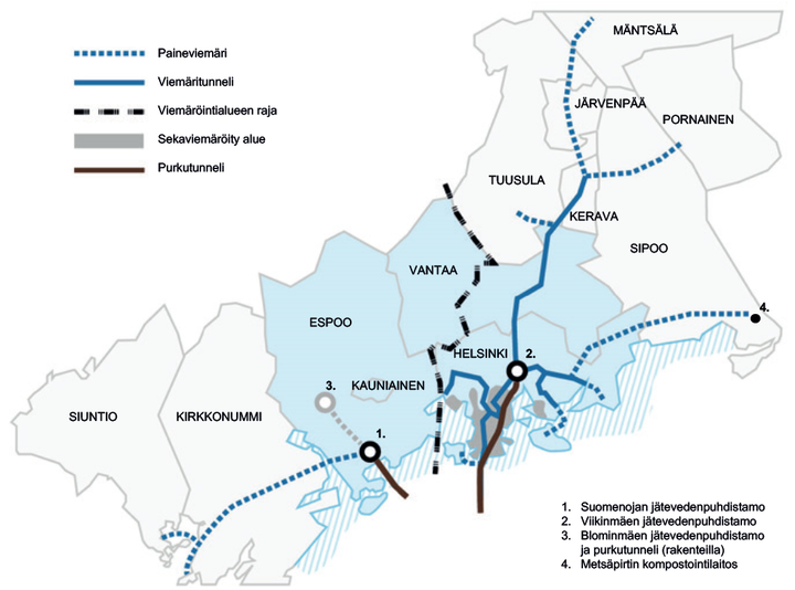 jätevedenpuhdistuksen viemäröintialue (HSY)