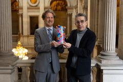 At a ceremony in Barcelona, Helfried Carl, Founder of ECoD, presented the European Capital of Democracy award to Deputy Mayor Jordi Martí after Mayor Ada Colau was taken ill. © Elias Pargan, free for editorial use.