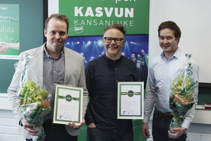 Vasemmalta: Jonne Tynkkynen (Esmarin Composites), Sami Kämppi ja Olli Marjalaakso (OiOi Collective).