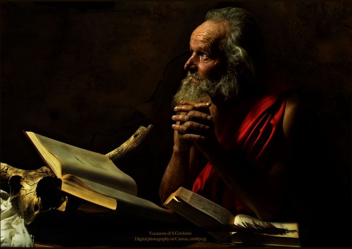 Andrea Angione: Pyhän Hieronymuksen kutsumus. Digitaalinen valokuva kankaalle, 170 x 119 cm
