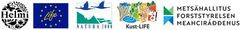 Logotyper: Helmi-programmet, Life, Natura 2000, Kust-LIFE, Forststyrelsen.