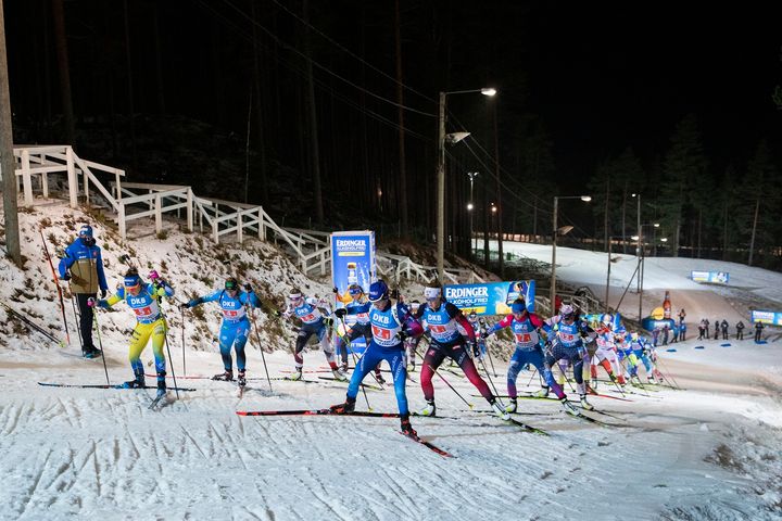 Kontiolahden seinänousu on 21 metrin korkeuserollaan Kontiolahden ampumahiihtokisojen kansainvälinen maamerkki. Kuva: IBU/Manzoni/BMW IBU World Cup Kontiolahti 2020