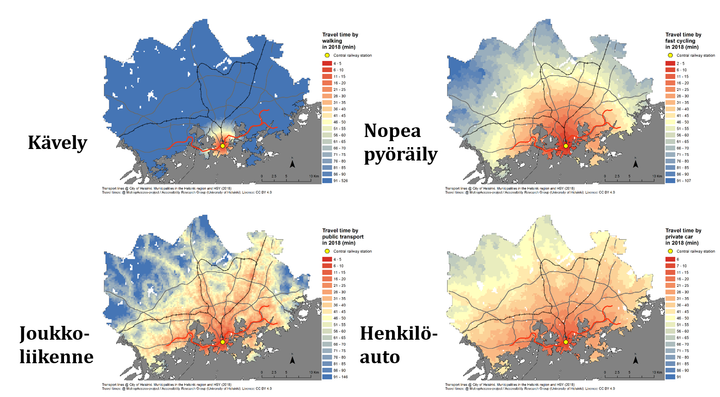 Yhdenvertainen liikunnallinen lähiö -hankkeessa tutkitaan asukkaiden liikkumista. Kuva: Digital Geography Lab, University of Helsinki.