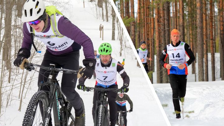 Jaama Winter pyöräillään ja juostaan huolletuilla Kontionpolut-verkoston reiteillä Kontiolahdella. 