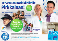 Koskiklinikka Pirkkalan avajaisissa esiintyy Mikael Gabriel. Avajaisia vietetään sunnuntaina 6.9. klo 13–16.