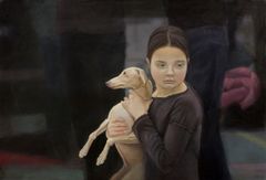 Paula Ollikainen, Koira ja tyttö, 2017, öljyväri kankaalle