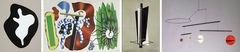 Hans Arp: Torso (Feuille/Löv), baserar sig på ett kollage från 1941 (1959). | Fernand Léger: Composition aux contrastes (Kontrasterande komposition) (1932). | László Moholy-Nagy: Kestnermappe, nr 6 (1923). | Alexander Calder: Mobile (1930-tålet).