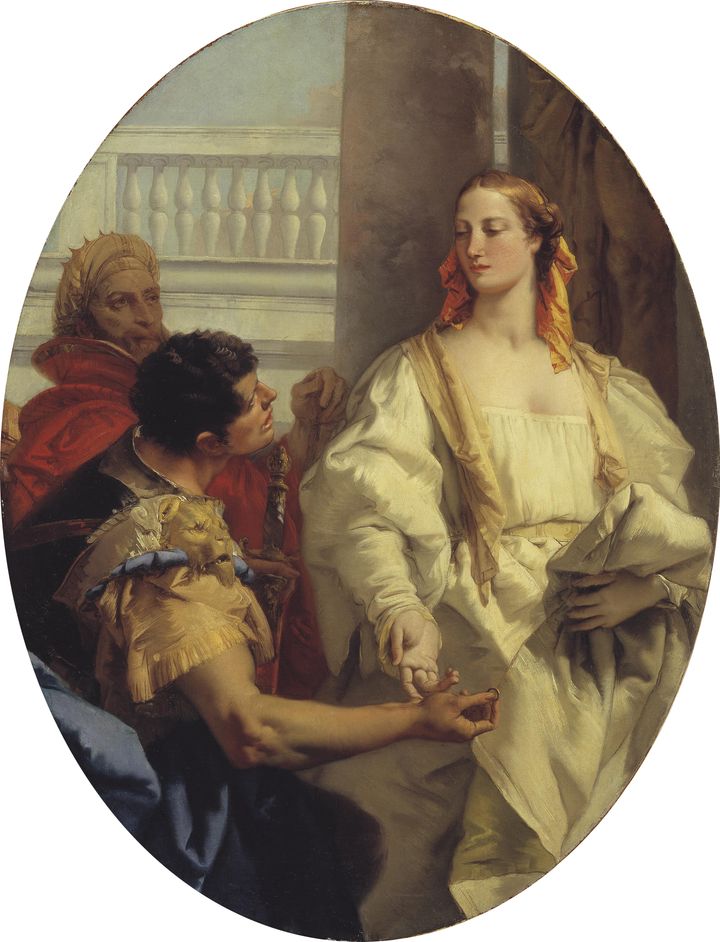 Giovanni Battista Tiepolo (1696−1770): Latinus antaa tyttärensä Lavinian puolisoksi Aeneaalle 
SMK Statens Museum for Kunst, Kööpenhamina. Photo: SMK Photo/Skou-Hansen/Buccarella