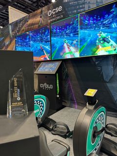 CSE Entertainmentin tuote cycloBEAT palkittiin IAAPA Brass Ring Awards -kilpailussa vuoden parhaana uutena tuotteena kategoriassa Virtual Reality & Augmented Reality. Kuva: CSE Entertainment / Veli-Matti Nurkkala