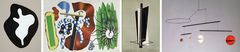 Hans Arp: Torso (Feuille/Lehti), perustuu kollaasiin vuodelta 1941 (1959). | Fernand Léger: Composition aux contrastes (Vastakohtasommitelma) (1932). | László Moholy-Nagy: Kestnermappe, nro 6 (1923). | Alexander Calder: Mobile (1930-luku). 