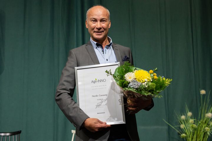 Agri-INNO 2022 -palkinnon voitti Nordic Caraway. Kuvassa tj Juha Hemminki.  Kuva: Pekka Hannila