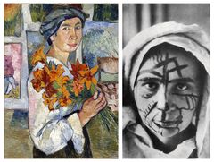 Natalia Goncharova: Self-Portrait with Yellow Lilies (1907–1908). The State Tretyakov gallery. © The State Tretyakov gallery | Natalia Goncharova in 1913. © The State Tretyakov gallery