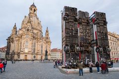 The monumental art installation by artist manaf Halbouni has triggered controversial discussion in the state capital. The Dresden culture capital application committee wishes to take stock of current societal debates and encourage discussions about common values in Europe. Photo credit: Matthias Rietschel