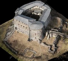 Raaseporin linnan rauniot on mallinnettu dronella kerätyistä aineistoista 2010-luvun alussa. Kuva:  Anttoni Jaakkola ja Antero Kukko.