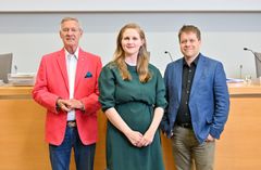 Harry Bogomoloff, Reetta Vanhanen ja Ville Jalovaara. Kuva: Helsingin kaupunki / Sakari Röyskö