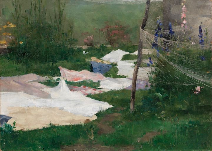 Helene Schjerfbeck: Vaatteita kuivumassa (1883). Kansallisgalleria / Ateneumin taidemuseo. Kuva: Kansallisgalleria / Yehia Eweis.
