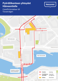 Tulevat pyöräliikenteen yhteydet Hakaniemessä.
