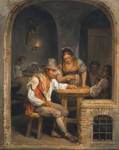 Alexander Lauréus: Roomalainen osteria | Romersk osteria, 1820, öljy kankaalle | olja på duk, 47 ✕ 37 cm. Kuva | foto: Wikimedia Commons