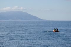 Nathalie Pohl in open seas during her crossing of the Cook Strait (photo: Mark Tantrum).