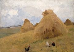 Helene Schjerfbeck: Hönor framför höstackar, St Ives (ca 1887). Finlands Nationalgalleri / Konstmuseet Ateneum. Bild: Finlands Nationalgalleri / Hannu Karjalainen.