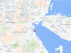 Pakkahuoneenlaituri sijaitsee Helsingin Eteläsatamassa, karttaan merkityllä kohdalla.