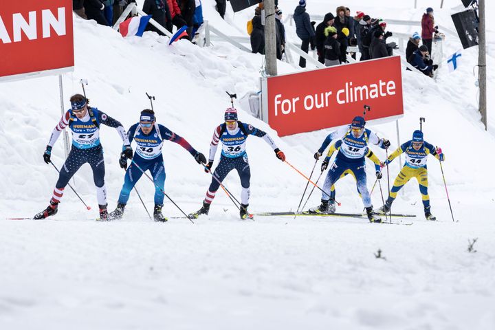 Ampumahiihdon maailmancup kiertää kaudella 2022-23 yhdeksässä eri maassa. Kuva Suomen osakilpailusta Kontiolahdelta maaliskuussa 2022. Kuva: Emmi Simonen/BMW IBU World Cup Kontiolahti