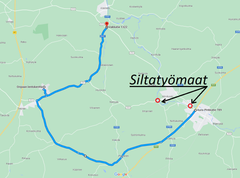 Kartalla siltatyömaat sekä mahdolliset kiertoreitit.