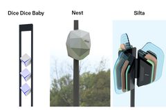 Helsinki 5G -tukiasemien muotoilukilpailun arvosteluraati antoi kunniamaininnan kolmelle ehdotukselle: Nest ja Dice Dice Baby sekä finalistien ulkopuolelta ehdotuksen Silta.
(Kuvalähde: Helsinki 5G Base Station Challenge)