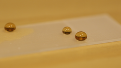 Hunajapisaroita superhydrofobisella pinnalla. Kuva: Aalto-yliopisto.