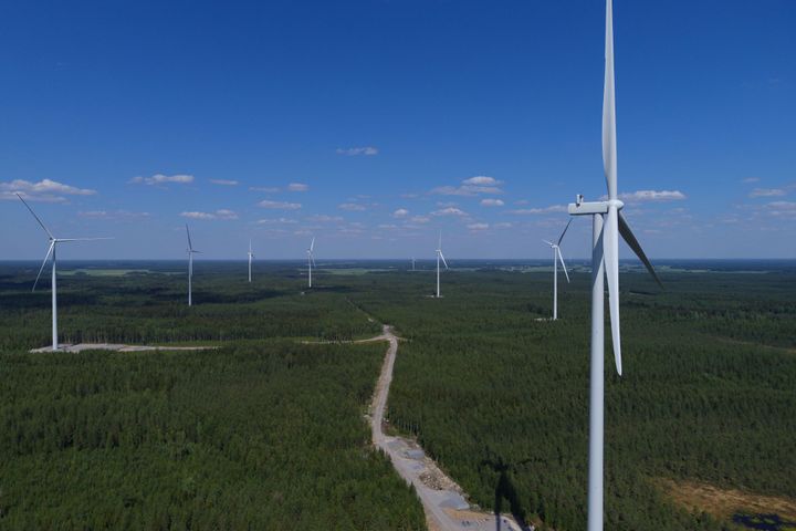Storbacken vindkraftpark i Vörå. Foto: Jari Valle / Wind Controller.
