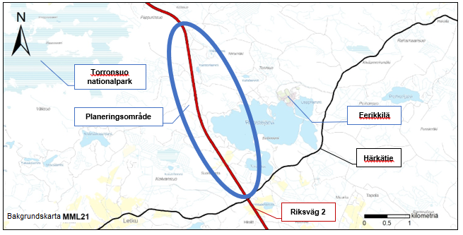 Karta om planeringsområde.