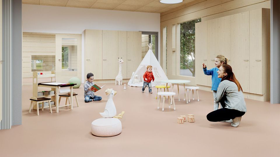 Hoivarakentajat - Matarin päiväkoti Vantaa - havainnekuva leikkihuoneesta web