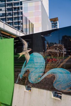 Ilona Partanen’s artwork at the Tuultenristi (Cross of the Winds) construction site, 2021. Image: Paula Virta / EMMA Espoo Museum of Modern Art.