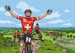 Illustration of the successful 2021 season of Mathias Flückiger by Gavin Patterson