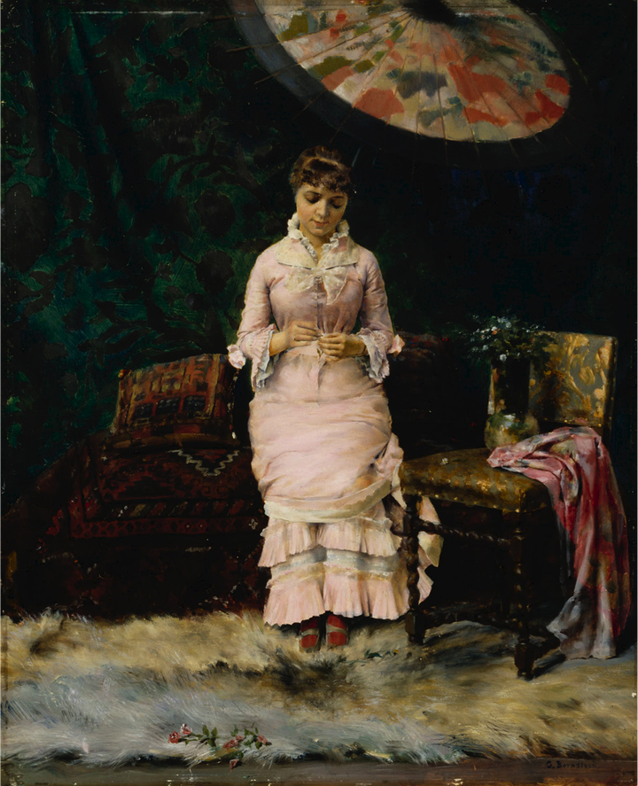 Gunnar Berndtson: Kyllä, ei – lepohetki ateljeessa (1879). Kuva: Kansallisgalleria, Hannu Aaltonen.