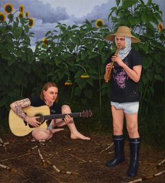 Joel Slotte: "Laulu ryövärinpesästä", 2020, Öljy kankaalle, 160 x 140 cm
