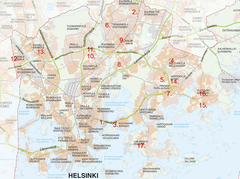 Kartta: Paviljonkeja suunnitellaan eri puolille Helsinkiä. Karttapohja Helsingin kaupunki