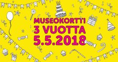 Museokortti täyttää lauantaina 5. toukokuuta kolme vuotta. Syntymäpäivien kunniaksi Museokortti lahjoittaa elinikäisen kulttuurimatkan jokaiselle lauantaina 5. toukokuuta 3 vuotta täyttävälle suomalaiselle.