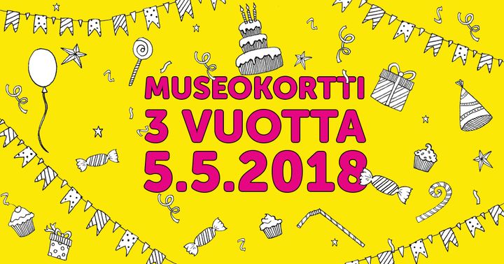 Museokortti täyttää lauantaina 5. toukokuuta kolme vuotta. Syntymäpäivien kunniaksi Museokortti lahjoittaa elinikäisen kulttuurimatkan jokaiselle lauantaina 5. toukokuuta 3 vuotta täyttävälle suomalaiselle.