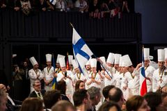 Suomen Bocuse d'Or-joukkue vuoden 2017 finaalien palkintojenjaossa.