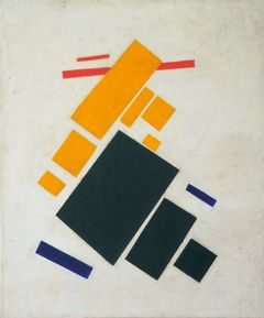 Kazimir Malevitš: Suprematistinen kompositio, Lentokone lentää, 1915 
öljy kankaalle, 58,1 x 48,3 cm. Nykyinen sijoituspaikka MoMA