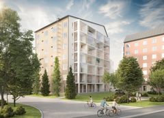Rakennusliike Lapti Oy rakentaa kehittyvälle Karjarannan alueelle 7-kerroksisen kerrostalon Asunto Oy Porin Sävelen. Havainnekuva.
